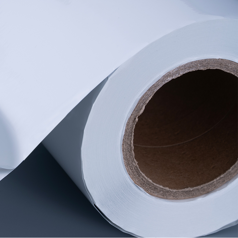 25mic Glossy White aluminized Polyester Film Self Tenaces Label cum aqua-dicentur Acrylic Tenaces pro Inkjet Typographia