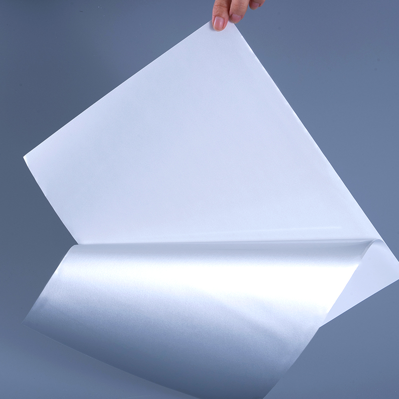 25mic Glossy White aluminized Polyester Film Self Tenaces Label cum aqua-dicentur Acrylic Tenaces pro Inkjet Typographia